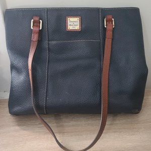 Dooney & Bourke Black and Tan Pebble Leather Lexington shopper.